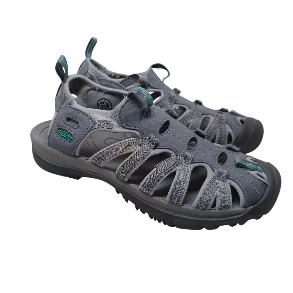 Keen Shoes Womens US size 10 Whisper Sandals Gray Green Laces Have Been Removed